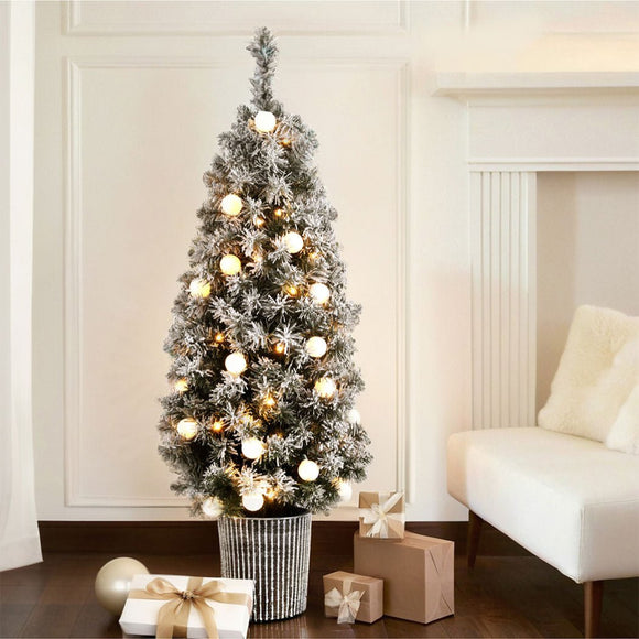 Jingle Jollys Christmas Tree 1.2M Potted Snowy Xmas Tree - RnR Galore