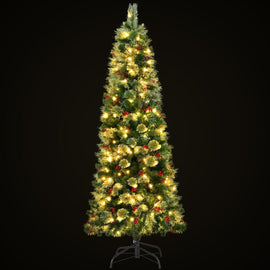 Jingle Jollys Christmas Tree 1.8M LED Xmas Tree Party Decorations Red Barries - RnR Galore