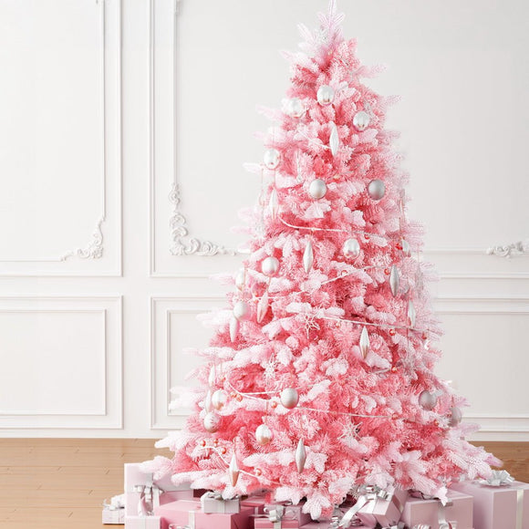 Jingle Jollys Christmas Tree 1.8m Pink Xmas Tree Snowy Party Decor 810 Tips - RnR Galore