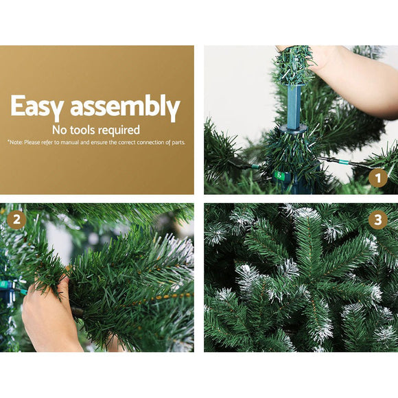 Jingle Jollys Christmas Tree 1.8m Snowy Xmas Tree Decoration 650 Tips - RnR Galore