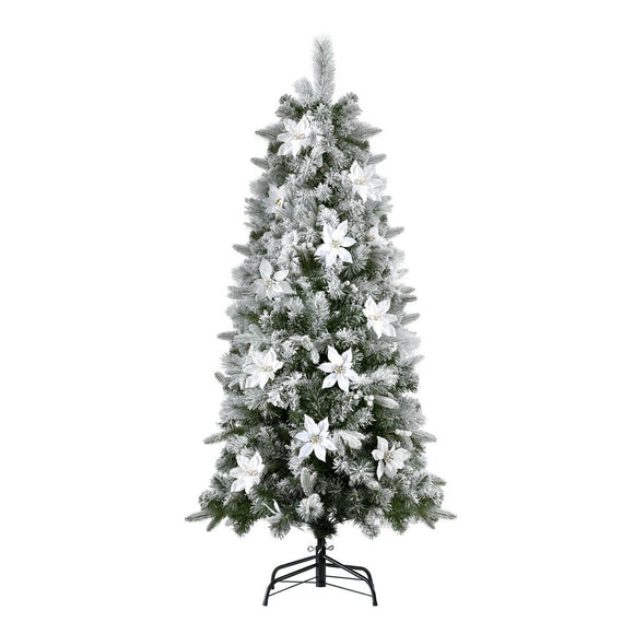 Jingle Jollys Christmas Tree 1.8m Xmas Tree Snow Flocked Flowers Decor 564 Tips - RnR Galore