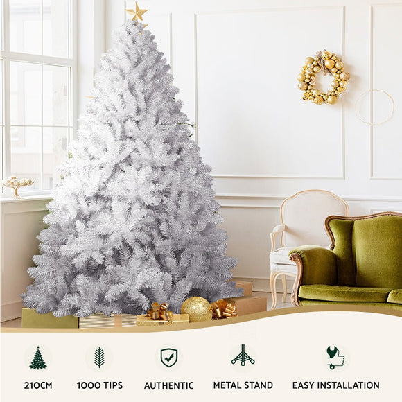 Jingle Jollys Christmas Tree 2.1m 1000 White Tips Xmas Tree Decorations - RnR Galore