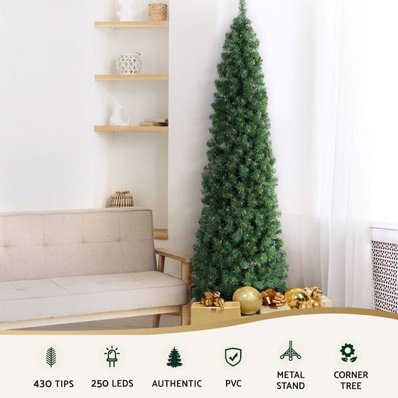 Jingle Jollys Christmas Tree 2.1M Corner Xmas Tree Party Decorations 430 Tips - RnR Galore