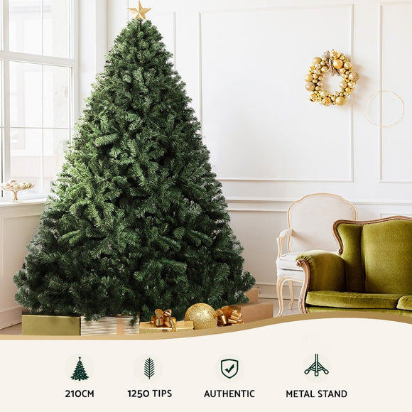 Jingle Jollys Christmas Tree 2.1M Xmas Tree Decorations Green 1250 Tips - RnR Galore