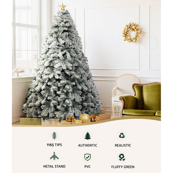 Jingle Jollys Christmas Tree 2.4m Snow Flocked Xmas Tree Decorations 1165 Tips - RnR Galore