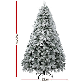 Jingle Jollys Christmas Tree 2.4m Snow Flocked Xmas Tree Decorations 1165 Tips - RnR Galore
