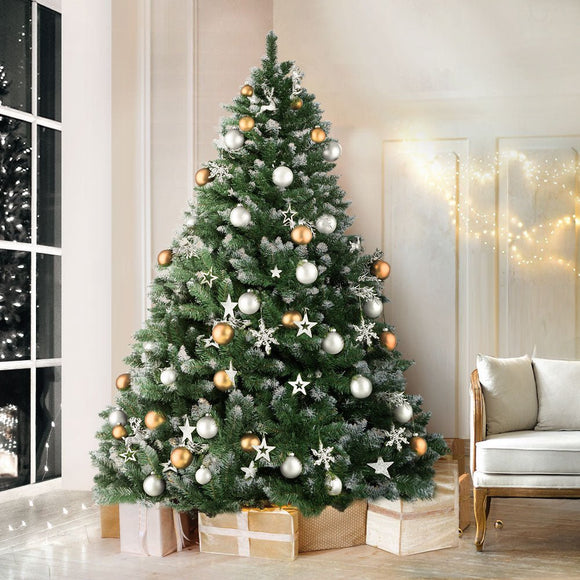 Jingle Jollys Christmas Tree 2.4m Snowy Xmas Tree Decoration 1225 Tips - RnR Galore
