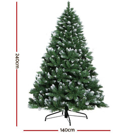 Jingle Jollys Christmas Tree 2.4m Snowy Xmas Tree Decoration 1225 Tips - RnR Galore