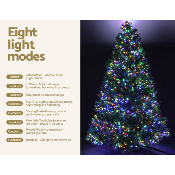 Jingle Jollys Christmas Tree 2.4M Xmas Tree Decoration 8 Light Mode Multi Colour - RnR Galore
