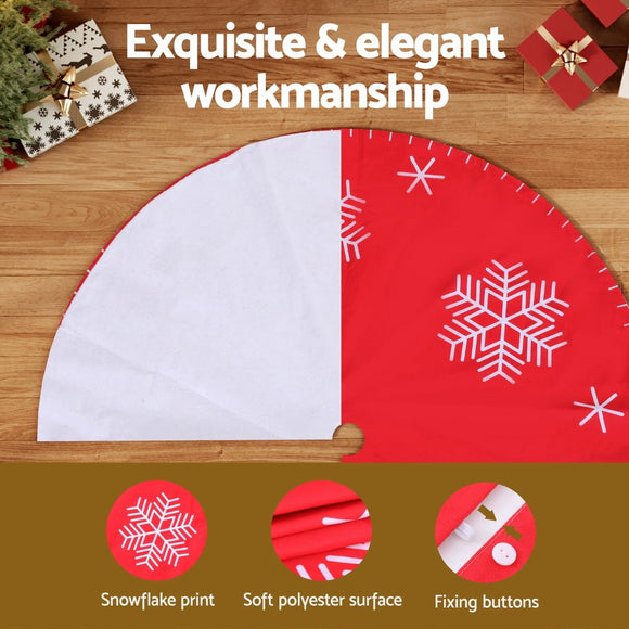 Jingle Jollys Christmas Tree Skirt 120cm Snowflake Ornaments Party Decorations - RnR Galore