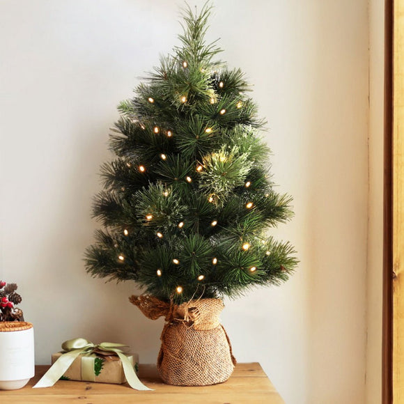 Jingle Jollys Tabletop Christmas Tree 60CM 8 Light Modes Timer Function - RnR Galore