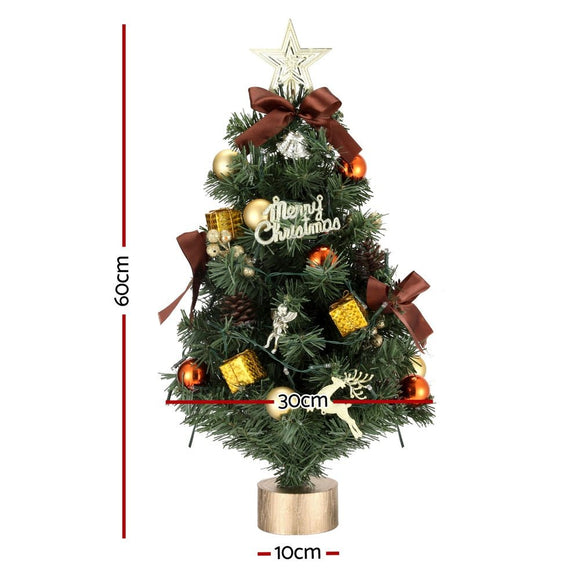 Jingle Jollys Tabletop Christmas Tree 60CM LED Xmas Tree Tree Topper Ornaments - RnR Galore