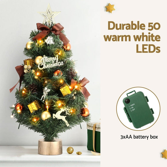 Jingle Jollys Tabletop Christmas Tree 60CM LED Xmas Tree Tree Topper Ornaments - RnR Galore