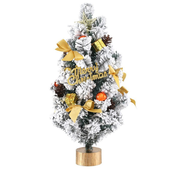 Jingle Jollys Tabletop Christmas Tree 60CM Snowy Xmas Tree Tree Topper Ornaments - RnR Galore