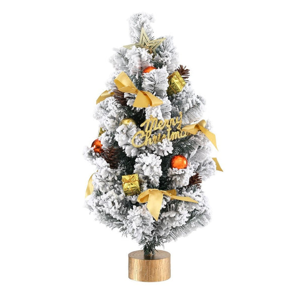 Jingle Jollys Tabletop Christmas Tree 60CM Snowy Xmas Tree Tree Topper Ornaments - RnR Galore