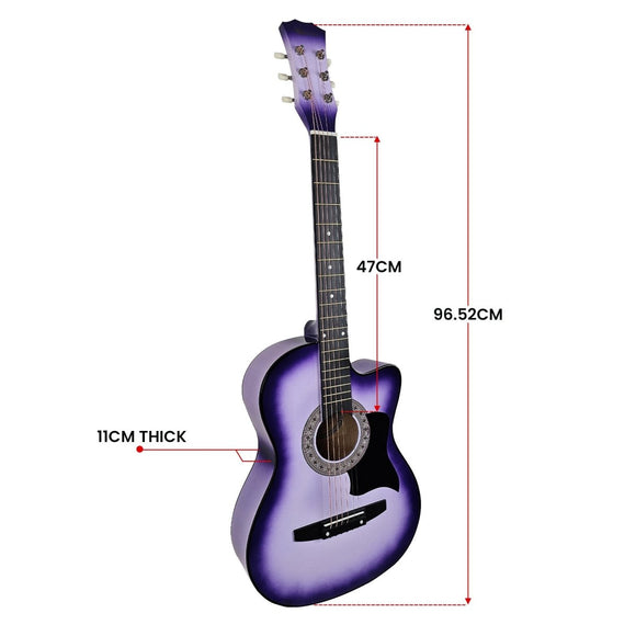 Karrera 38in Cutaway Acoustic Guitar with guitar bag - Purple Burst - RnR Galore