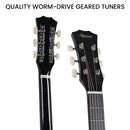 Karrera 38in Pro Cutaway Acoustic Guitar with Carry Bag - Black - RnR Galore