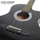 Karrera 38in Pro Cutaway Acoustic Guitar with Carry Bag - Black - RnR Galore