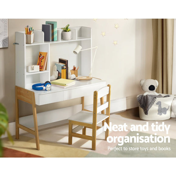 Keezi 2PCS Kids Table and Chairs Set Study Activity Toys Storage Desk Drawer - RnR Galore