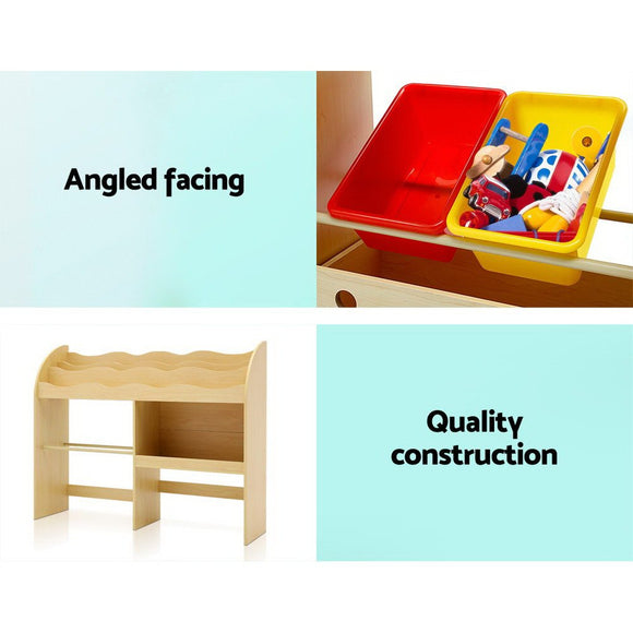 Keezi 3 Tiers Kids Bookshelf Storage Children Bookcase Toy Box Organiser Display - RnR Galore