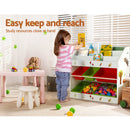 Keezi 3 Tiers Kids Bookshelf Storage Children Bookcase Toy Box Organiser Rack 6 Bins - RnR Galore