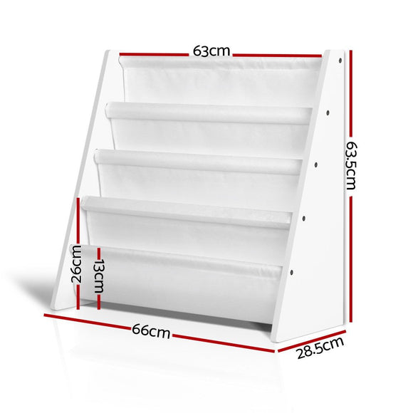 Keezi 4 Tiers Kids Bookshelf Magazine Shelf Children Bookcase Rack Organiser - RnR Galore