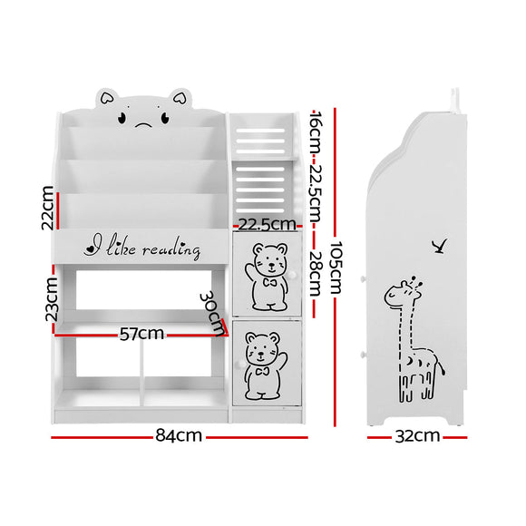 Keezi 4 Tiers Kids Bookshelf Storage Children Bookcase Toy Organiser Display - RnR Galore