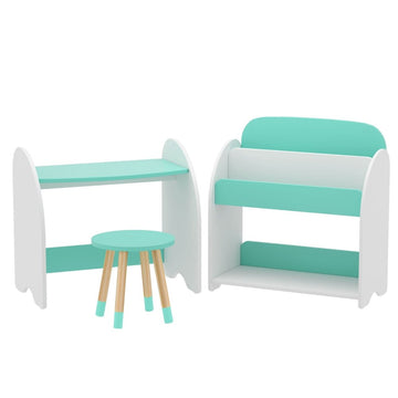 Keezi Kids Bookshelf 2 In 1 Table Chair Set Bookcase Toys Shelves Children Organiser - RnR Galore