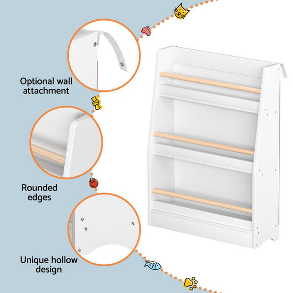Keezi Kids Bookshelf 3 Tiers Storage Children Bookcase Organiser Display Shelf - RnR Galore