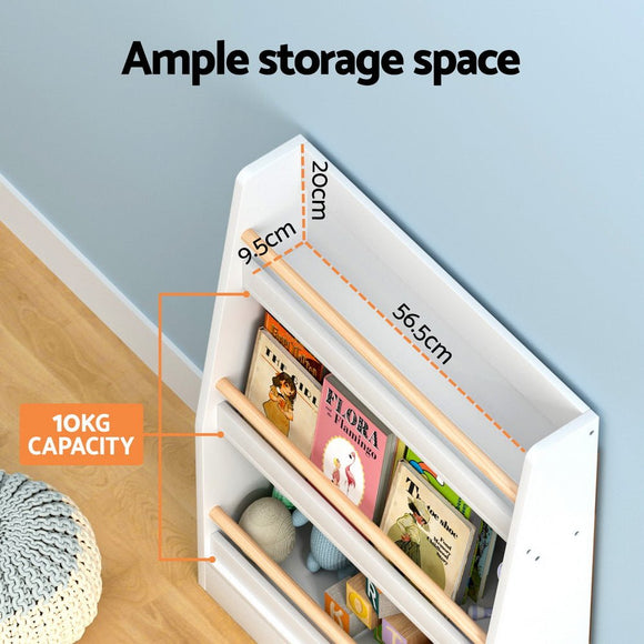 Keezi Kids Bookshelf 3 Tiers Storage Children Bookcase Organiser Display Shelf - RnR Galore