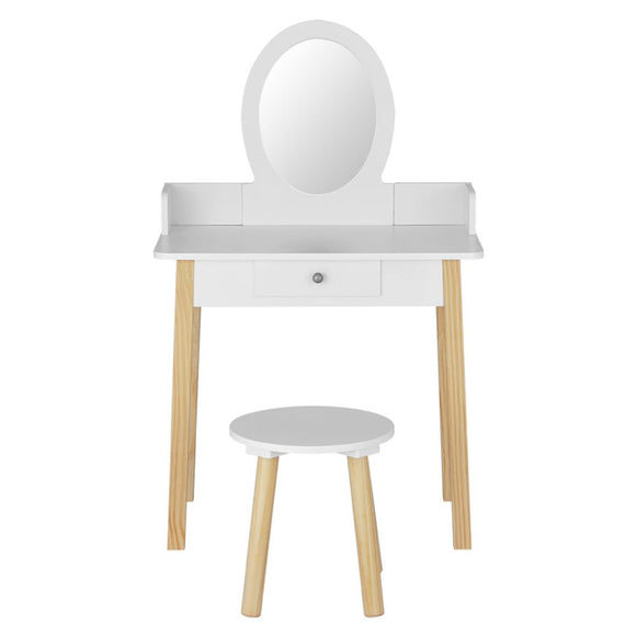 Keezi Kids Dressing Table Chair Set Wooden Leg Vanity Makeup Drawer Mirror - RnR Galore
