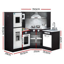 Keezi Kids Kitchen Play Set Wooden Pretend Cooking Playset w/Sounds Lights Black - RnR Galore