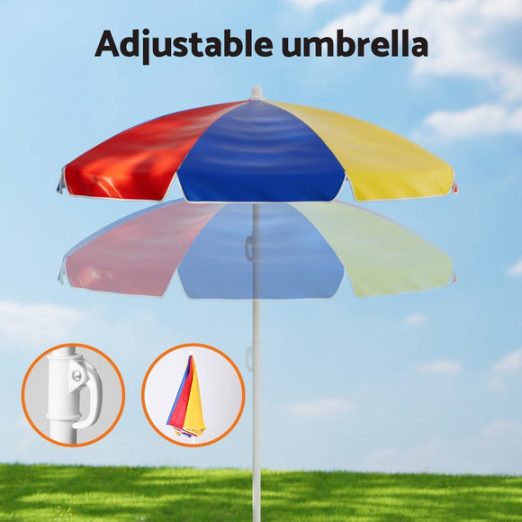 Keezi Kids Outdoor Table and Chairs Set Picnic Bench Umbrella Children Indoor - RnR Galore