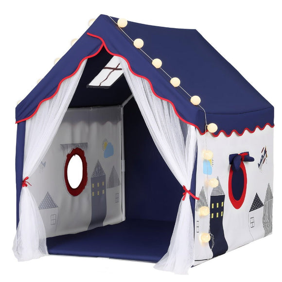Keezi Kids Play Tent Playhouse Castle with Floor Mat String Ball Light 134X103CM - RnR Galore