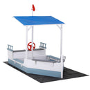 Keezi Kids Sandpit Wooden Box Boat Canopy Flag Outdoor Toys Children Blue - RnR Galore