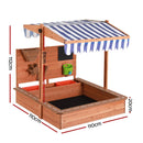Keezi Kids Sandpit Wooden Canopy Sandbox With Cover Funnel Outdoor Toys 110cm - RnR Galore