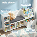 Keezi Kids Storage Unit Bookshelf Toy Box Organiser Bench Seat Cabinet 170cm White - RnR Galore