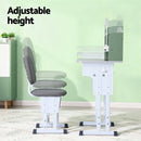 Keezi Kids Study Desk Chair Set Adjustable Ergonomic Table LED Lamp Green - RnR Galore