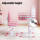 Keezi Kids Study Desk Chair Set Adjustable Ergonomic Table LED Lamp Pink - RnR Galore