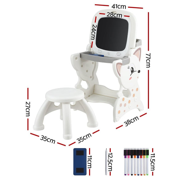 Keezi Kids Table and Chair Set 2 in 1 Easel Desk Stool w/ LCD Writing Tablet - RnR Galore