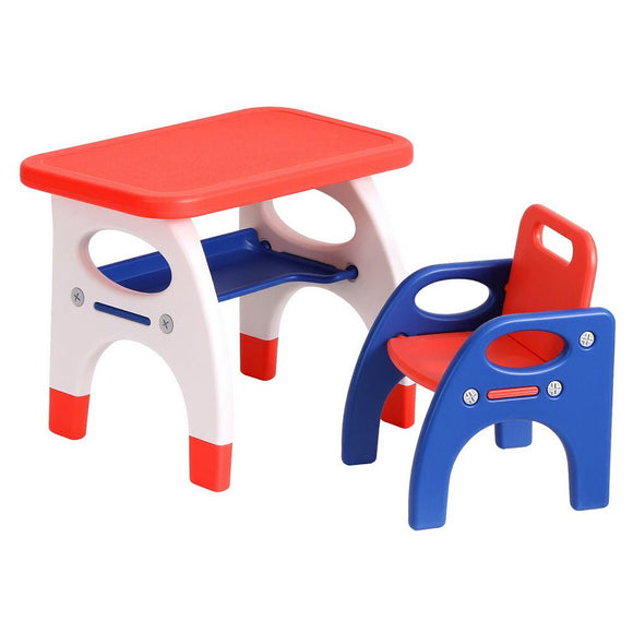 Keezi Kids Table and Chair Set HDPE Toddler Activity Play Set Orange/Yellow - RnR Galore