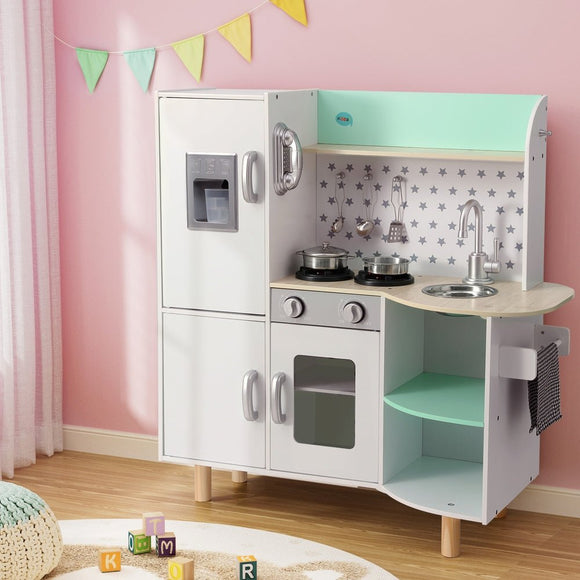 Keezi Kids Wooden Pretend Kitchen Play Sets Cooking Toys Oven Fridge 85CM Green - RnR Galore