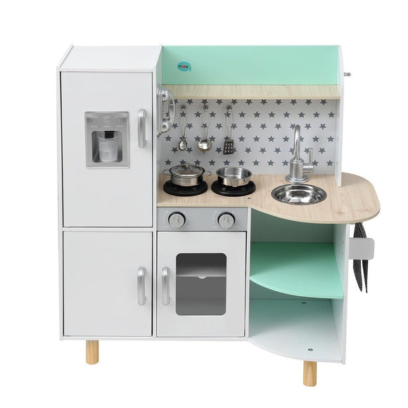Keezi Kids Wooden Pretend Kitchen Play Sets Cooking Toys Oven Fridge 85CM Green - RnR Galore