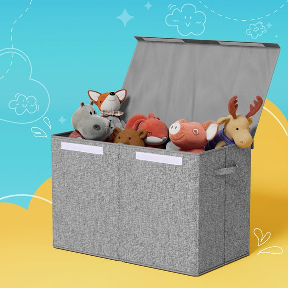 Keezi Large Toy Box Chest Storage with Flip-Top Lid Foldable Organizer Bins Grey - RnR Galore