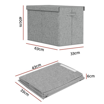 Keezi Large Toy Box Chest Storage with Flip-Top Lid Foldable Organizer Bins Grey - RnR Galore
