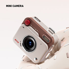 Khaki brown Retro Mini Digital Camera Keychain - 48MP Portable Pocket Camcorder with 1080p HD Video - RnR Galore