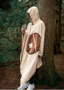 Khaki Cozy 4 - in - 1 Wearable Fleece Poncho Sleeping Bag - Multifunctional Camping Blanket with Detachable Hood - RnR Galore