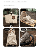 Khaki Cozy 4 - in - 1 Wearable Fleece Poncho Sleeping Bag - Multifunctional Camping Blanket with Detachable Hood - RnR Galore