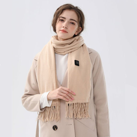 Khaki USB Electric Heated Scarf - 3 - Level Heat Setting Winter Neck Warmer - RnR Galore
