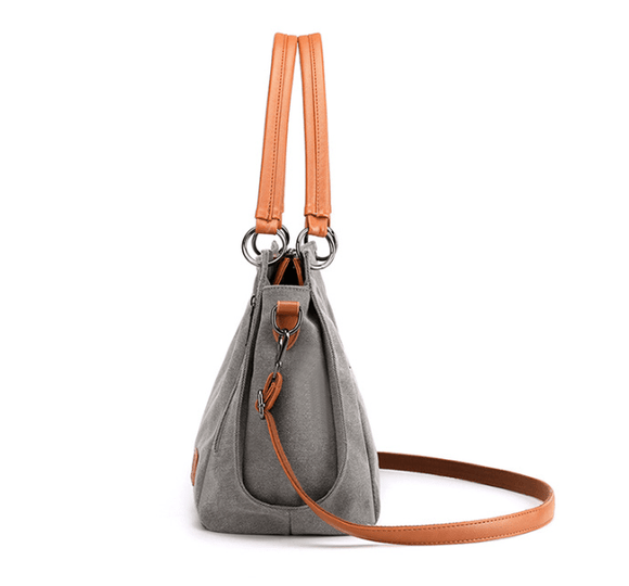 Khaki Women's Canvas Hobo Handbag Large Shoulder Tote Bag Adjustable Crossbody Strap Casual Purse 40cm for Work School Travel - RnR Galore